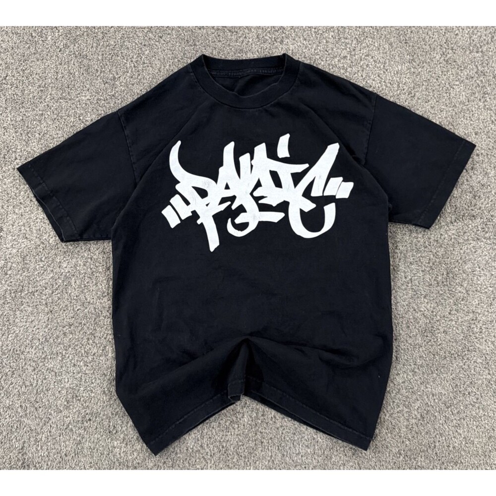Panic 39 Tag Logo T Shirt Black Graffiti Streetwear Hip Hop - Men's Small